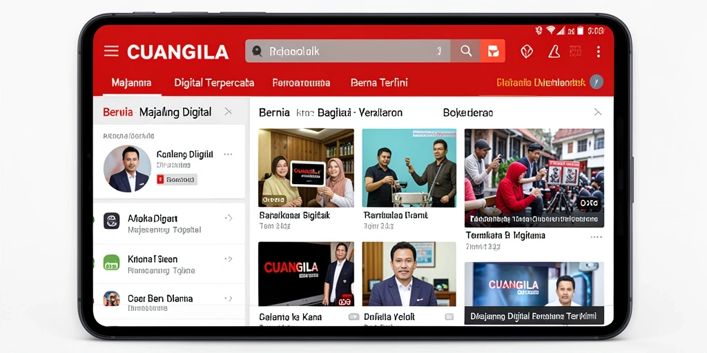 Antarmuka aplikasi CUANGILA yang menarik dan fungsional untuk Majalah Digital.