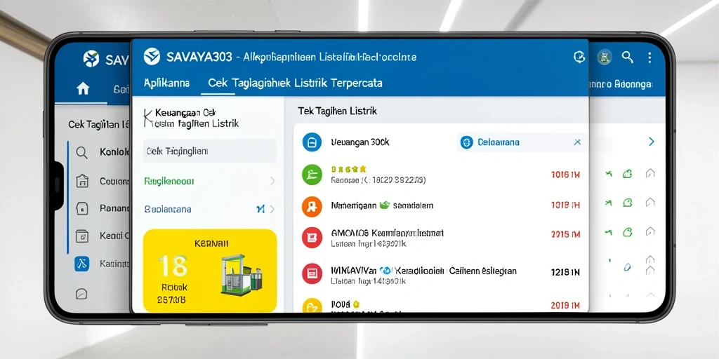 Tampilan antarmuka aplikasi SAVAYA303 untuk cek tagihan listrik yang user-friendly.
