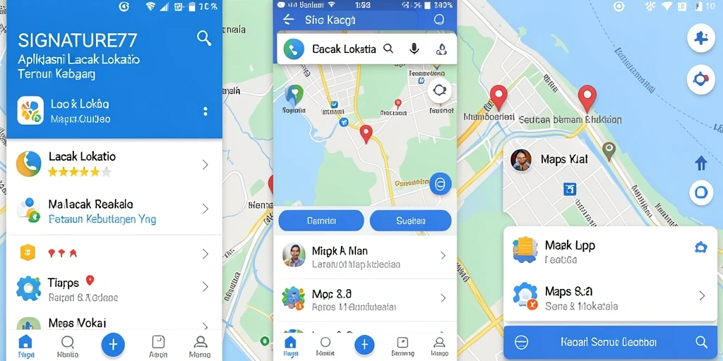 Tampilan antarmuka SIGNATURE77 menampilkan fungsi Lacak Lokasi yang jelas dan informatif.