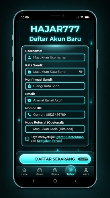 Tampilan halaman daftar hajar777